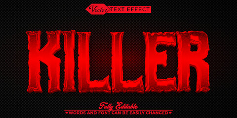 Cartoon Horror Blood Killer Vector Editable Text Effect Template