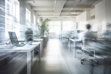 office space with motion blur. Generative ai