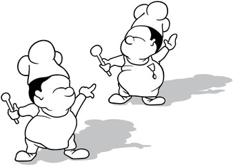 Set of Drawings of Two Chef Mascots