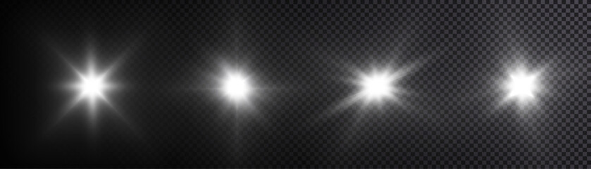 Bright light effect of white bright light. Sunlight. Refraction glare effect. Vector
