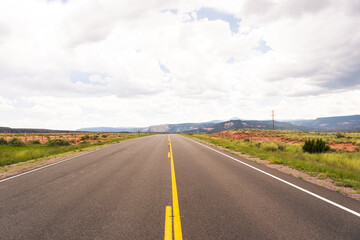  The road on the red mountains in The Ghost Ranch, New Mexico
