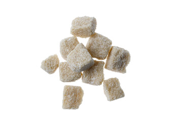 pieces of cane sugar on a transparent background top view