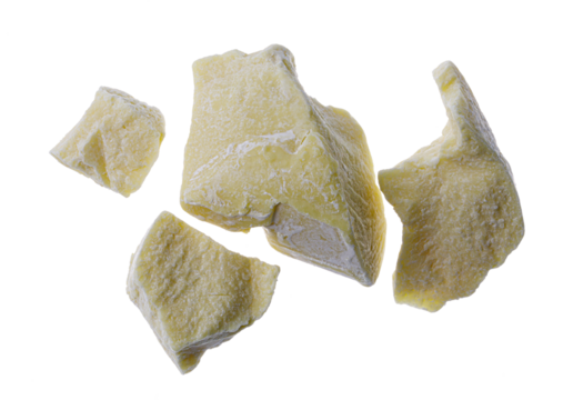 pieces of cocoa butter on a transparent background top view
