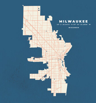Milwaukee - Wisconsin map vector poster flyer	