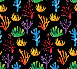 Seamless vector tropical pattern with corals. Perfect for wallpapers, web page backgrounds, surface textures, textile.