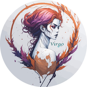 Virgo Zodiac Sign Art Paint Illustration (Generative AI)