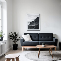scandinavian style living room generative AI