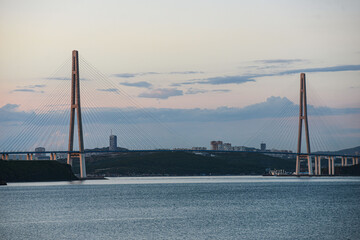 Fototapeta premium urban bridge against blue sky. High quality photo