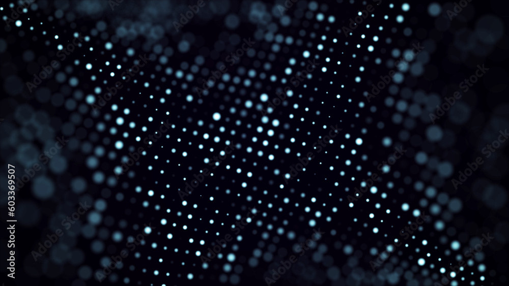 Poster abstract digital science background. a stream of luminous particles. big data visualization. 3d rend