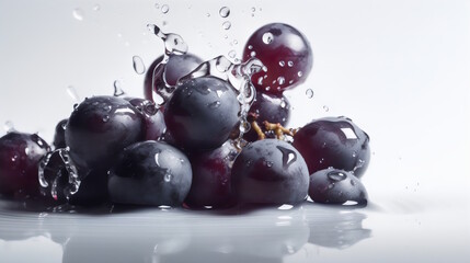 Red grapes isolated on white background. generative ai
