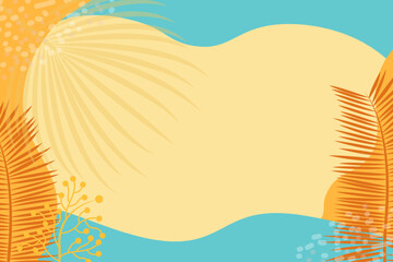 summer panorama, abstract illustration with jungle exotic leaves, colorful design, summer background and banner template