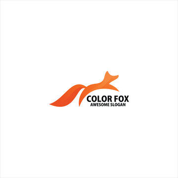 fox jump logo design gradient color