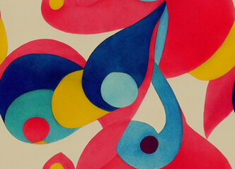 Abstract colorful background graphics template with blended multiple geometric objects - generative ai