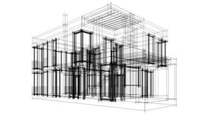 Modern house architecture building 3d rendering