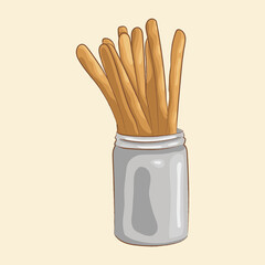 Traditional Italian bread sticks snack grissini.