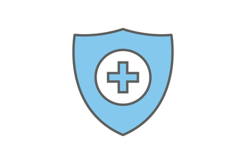 Health insurance icon. security vector icon, Protection, Shield, Safety system, Medical shield. Two tone icon style design. Simple vector design editable