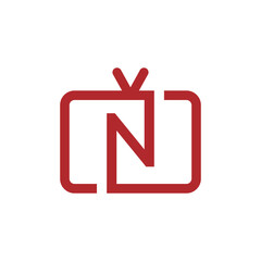 N letter channel television logo design