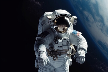 Obraz na płótnie Canvas Realistic Astronaut On Space