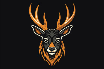 deer head logo vector icon illustration design on a black background.