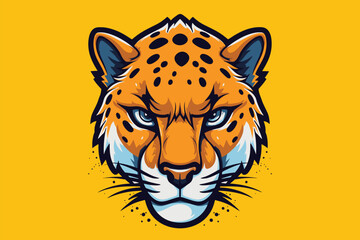 Leopard head mascot logo design vector illustration. Suitable for sport team logotype.