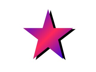 illustration of star shape with red purple gradient color , white isolated background