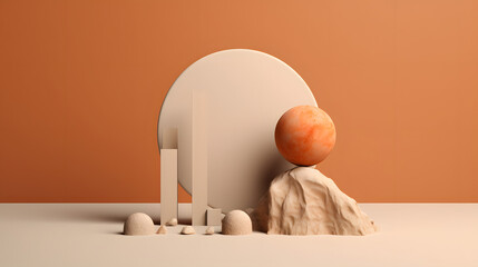 Minimalist Zen-Inspired Still Life with Geometric Shapes and Soft Lighting, ai generated