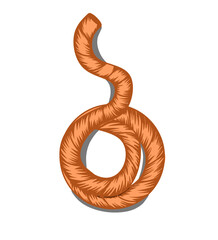 Roll of ship rope cartoon vector illustration isolated on white background