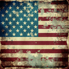Fototapeta na wymiar Old grunge American flag or USA flag