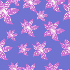 Cute stylized bud flowers background. Abstract flower seamless pattern in simple style.