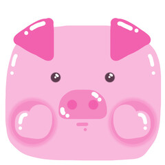 cartoon cute pink pig face