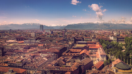 skyline of Turin from the Mole, Italy
