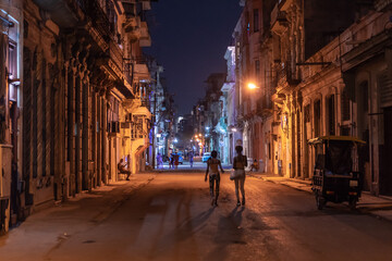 Night view of Havana's neighborhoods in Cuba