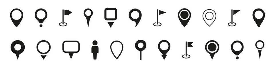 Map pointer icons set. Location pin icons set.