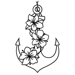 Anchor with flowers svg silhouette