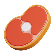 Meat red beef. Fast food meal icon isolated. 3D Rendering