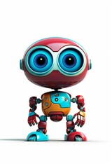 Obraz premium Illustration of a cute cartoon robot with a camera and big expressive eyes created with Generative AI technology