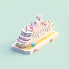 Tiny cute isometric cruise ship emoji