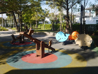 Scenery of a small child's playground, beautiful colors, suitable for making a background