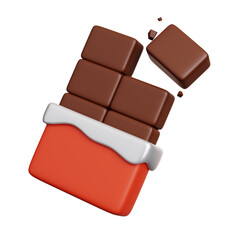 Chocolate bar. Fast food meal and dessert icon isolated. 3D Rendering