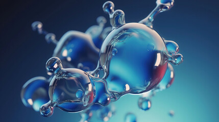 A realistic photo of transparent molecule on scientific oil background, molecular explosion, molecular splash, ripple oil texture background. Generative AI - obrazy, fototapety, plakaty
