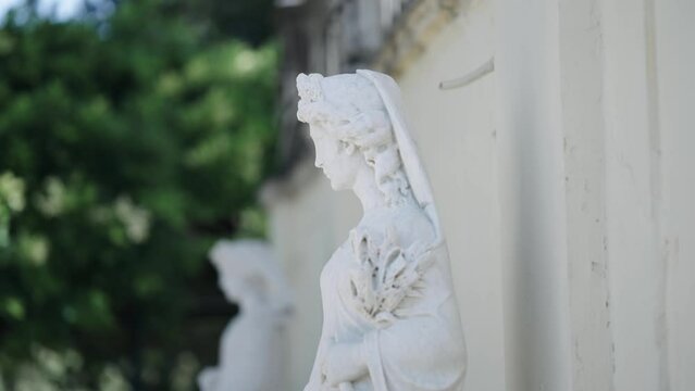 Statues in the garden of Achillion palace on Corfu island, Greece
