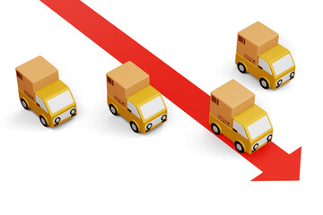 Delivery car with parcel box, transport vehicle, 3d rendering