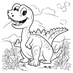 Coloring for children little dinosaur 