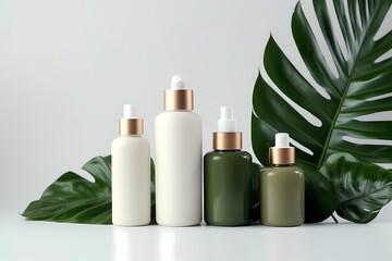 Pure natural cosmetic products at color background. Cream, mask, lotion for face and body care. Top view image with copy space. Generative Ai.