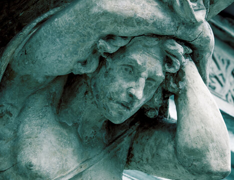 Titan and Atlantean holds the world on his back. Greek mythology. (statue of the end of the eighteenth century)	
