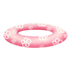Pink Swimming ring watercolor.	

