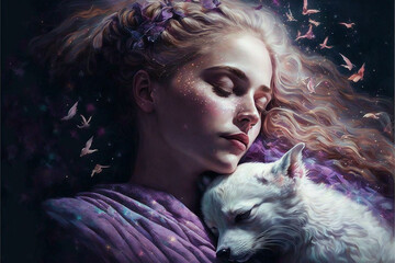 Magicland of dreams, wonderful creatures, fantasy valley of colorful ideas, sleeping beauty, double-side of world, amazing mind, Generative AI