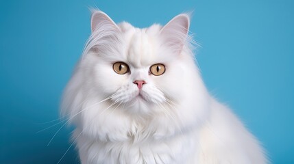  a white cat with brown eyes and long whiskers.  generative ai