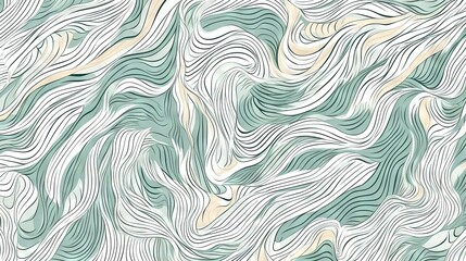  an abstract background with wavy lines in pastel shades of green and beige.  generative ai