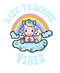 Back To School Vibes Kawaii Unicorn